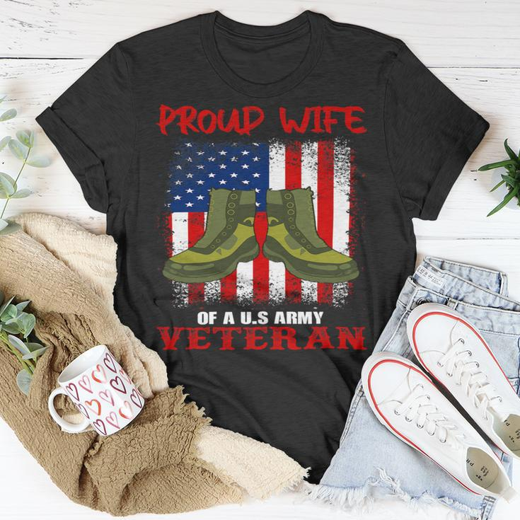 Veteran Vets Womens 4Th Of July Celebration Proud Wife Of An Army Veteran Spouse 2 Veterans Unisex T-Shirt Unique Gifts