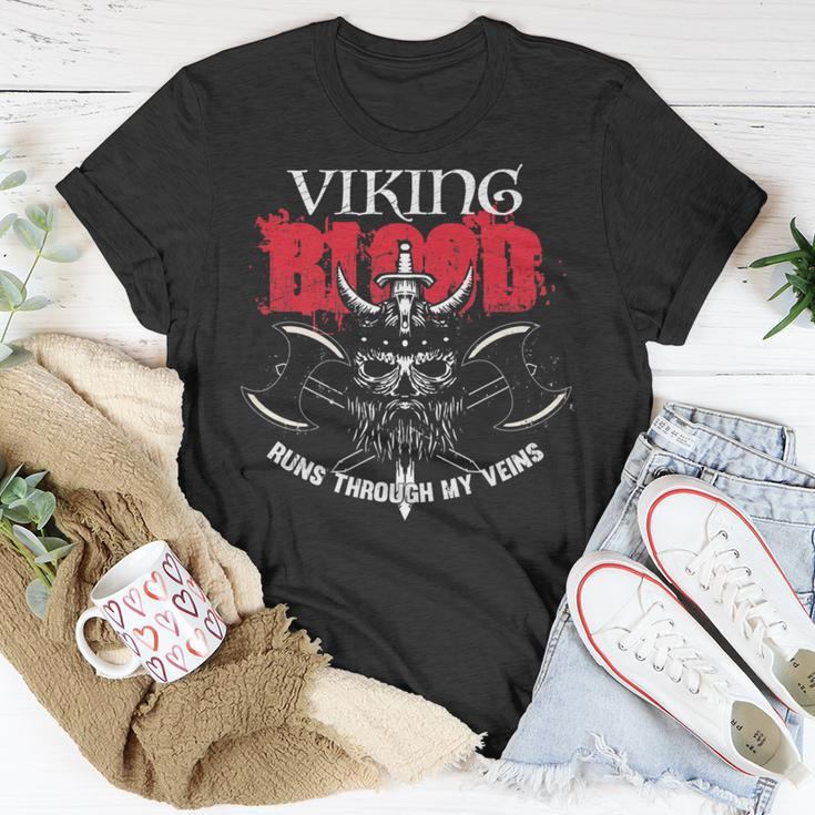 Viking Blood Runs Through My Veins Norse Ancestor T-Shirt Funny Gifts