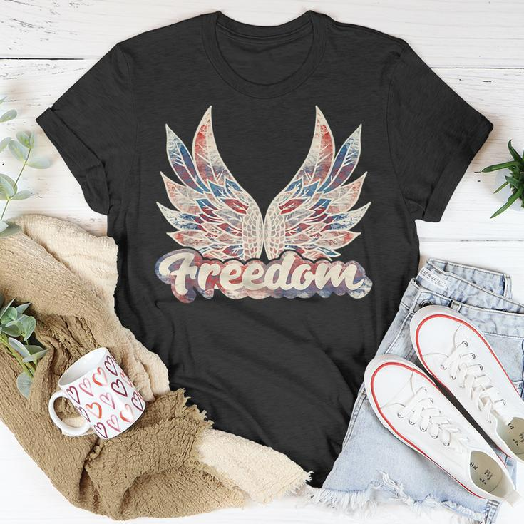 Vintage Freedom Wings 4Th Of July Patriotic Angel Wings Usa Patriotic Funny Gifts Unisex T-Shirt Unique Gifts