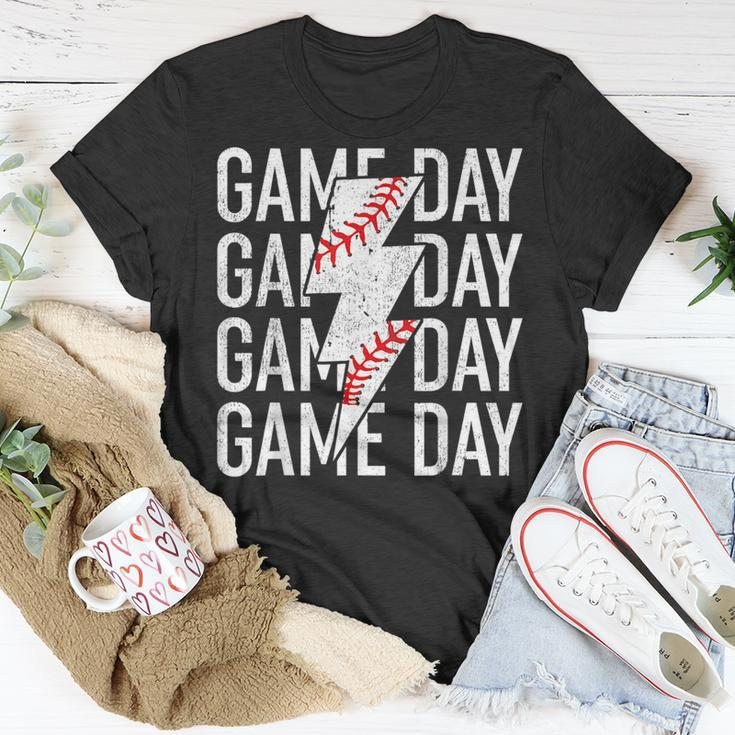 Vintage Game Day Fathers Day Lightning Bolt Baseball Sport T-shirt Personalized Gifts