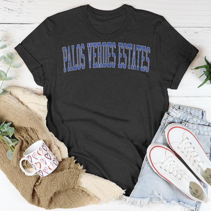 Vintage Palos Verdes Estates Ca Distressed Blue Varsity Styl T-Shirt Unique Gifts