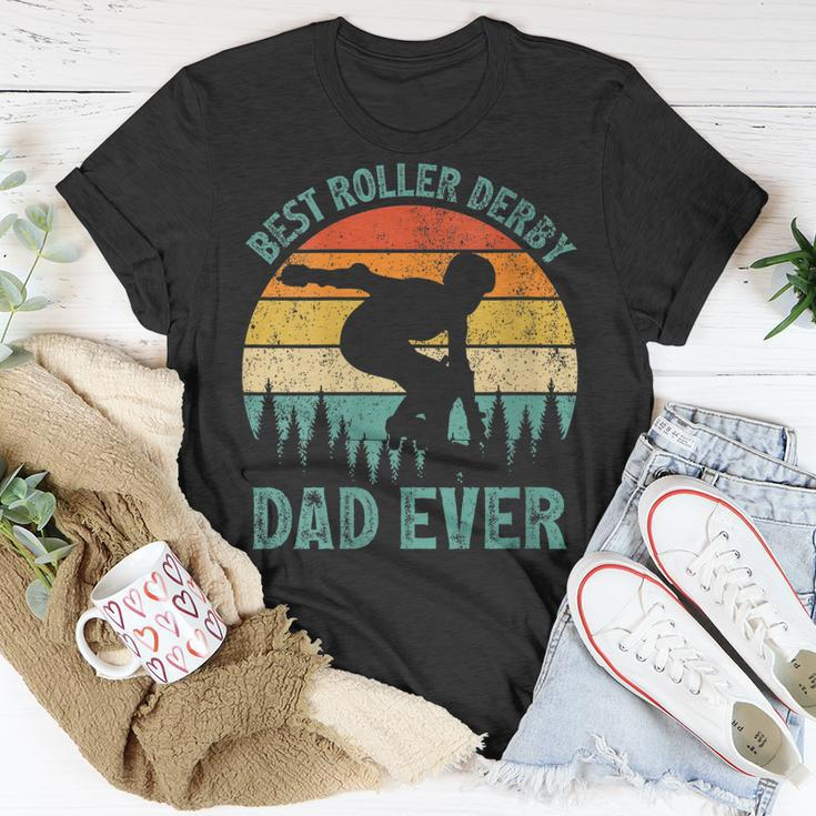 Vintage Retro Best Roller Derby Dad Ever Fathers Day Gift For Womens Gift For Women Unisex T-Shirt Unique Gifts