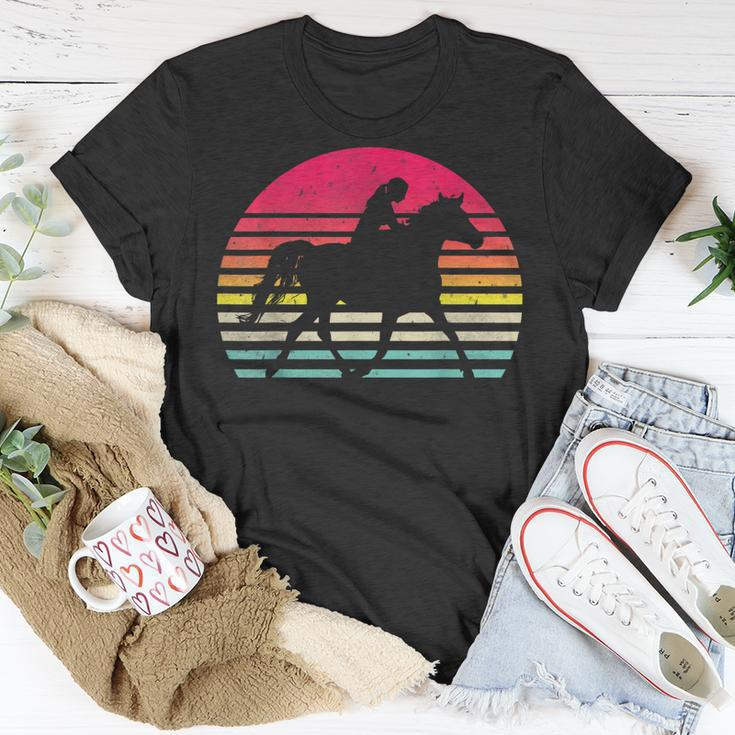 Vintage Retro Girl Horse Riding Sunset Cowgirl Outdoor Sport Unisex T-Shirt Unique Gifts
