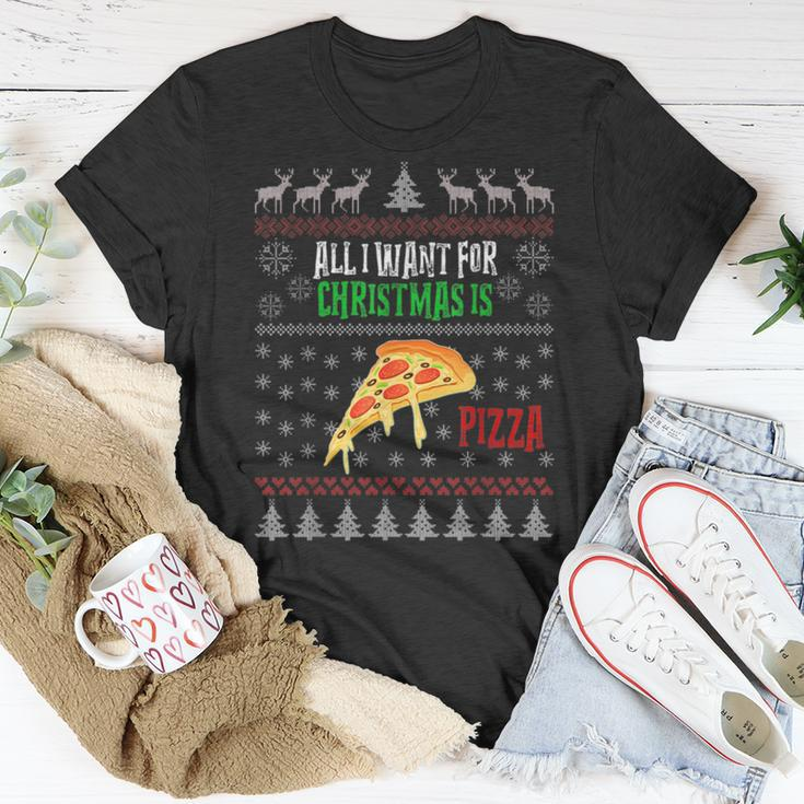 All I Want For Christmas Is Pizza Ugly Christmas Sweaters T-Shirt Unique Gifts