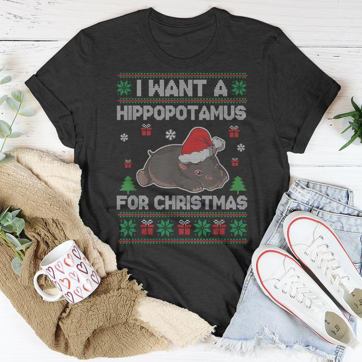 I Want A Hippopotamus For Christmas Ugly Xmas Sweater Hippo T-Shirt Unique Gifts