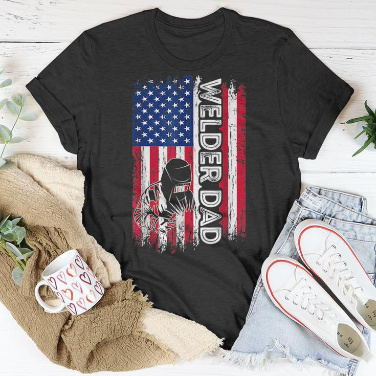 Welder Dad American Flag Welding Daddy Fathers Day Unisex T-Shirt Funny Gifts