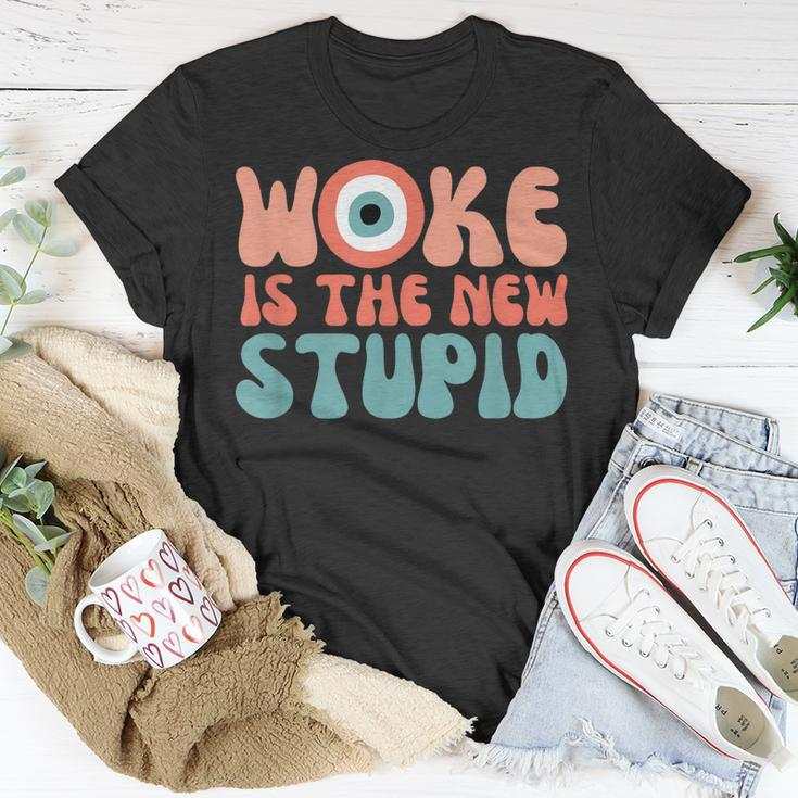 Woke Is The New Stupid Funny Anti Woke Conservative Unisex T-Shirt Unique Gifts