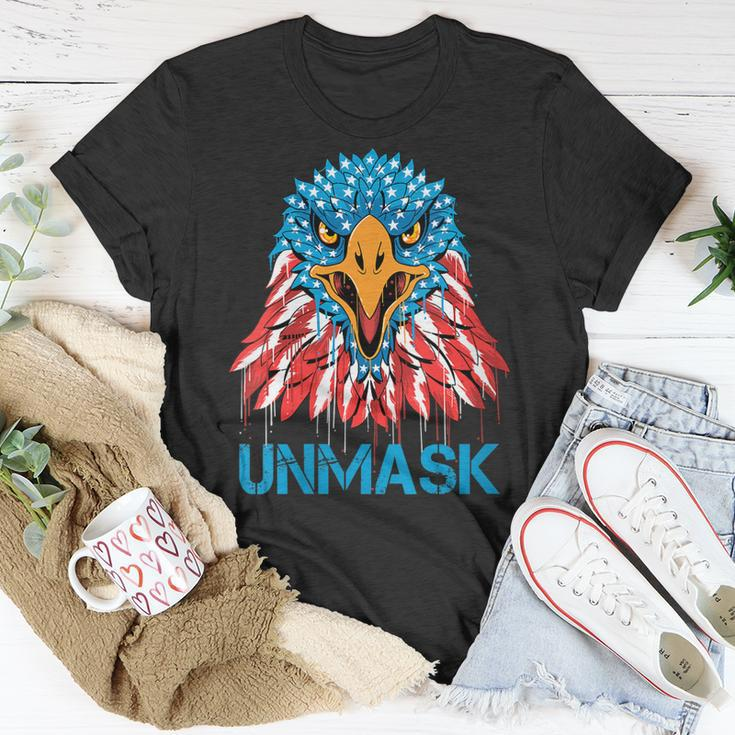 Womens Unmask Usa 4Th Of July Eagle American No More Mask 4 Of July Unisex T-Shirt Unique Gifts