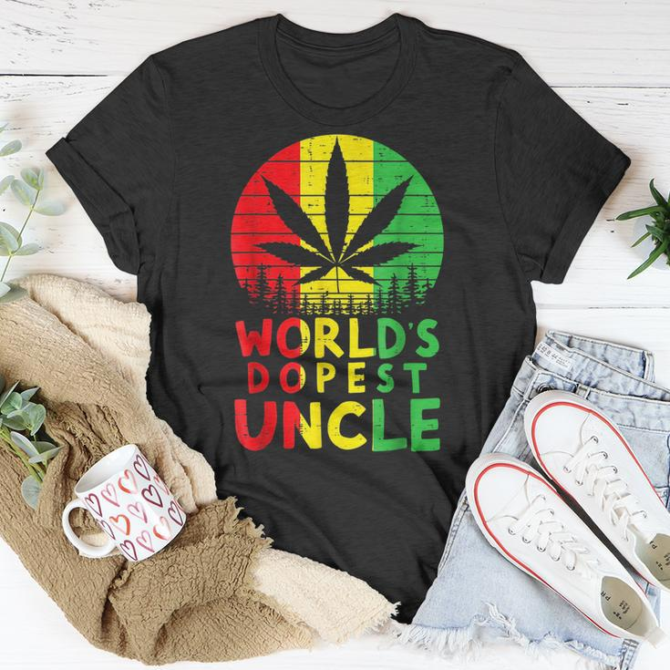 Worlds Dopest Uncle Rasta Jamaican Weed Cannabis 420 Stoner Unisex T-Shirt Unique Gifts