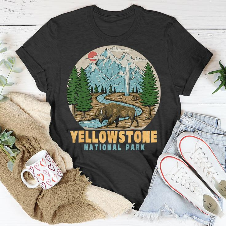 Yellowstone National Park Bison Retro Hiking Camping Outdoor Unisex T-Shirt Unique Gifts