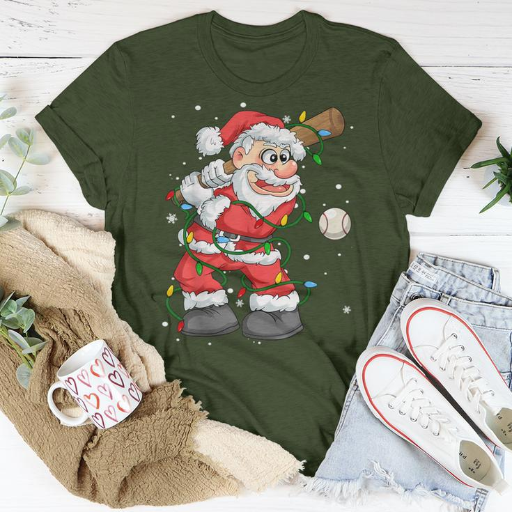 Baseball Santa Claus Christmas Tree Lights Pajama Boys T-Shirt Unique Gifts