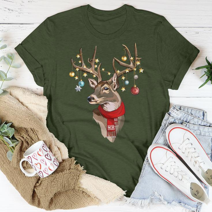 Buck Deer Antlers Christmas Lights Scarf Xmas Party T-Shirt Funny Gifts