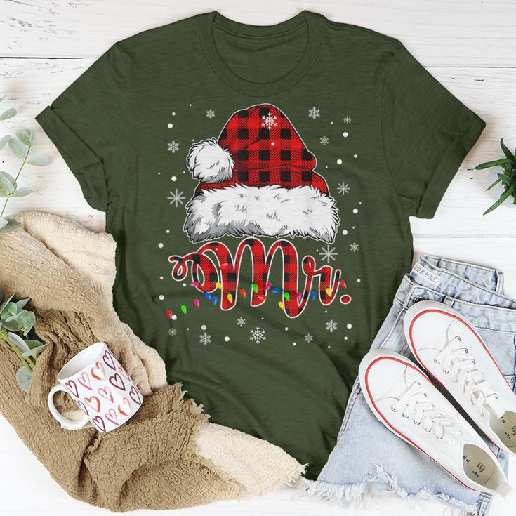 Christmas Mr And Mrs Claus Matching Pajamas Plaid Couples T-Shirt Funny Gifts