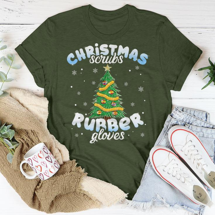Christmas Scrubs Rubber Gloves Scrub Top Cute Tree Lights T-Shirt Unique Gifts