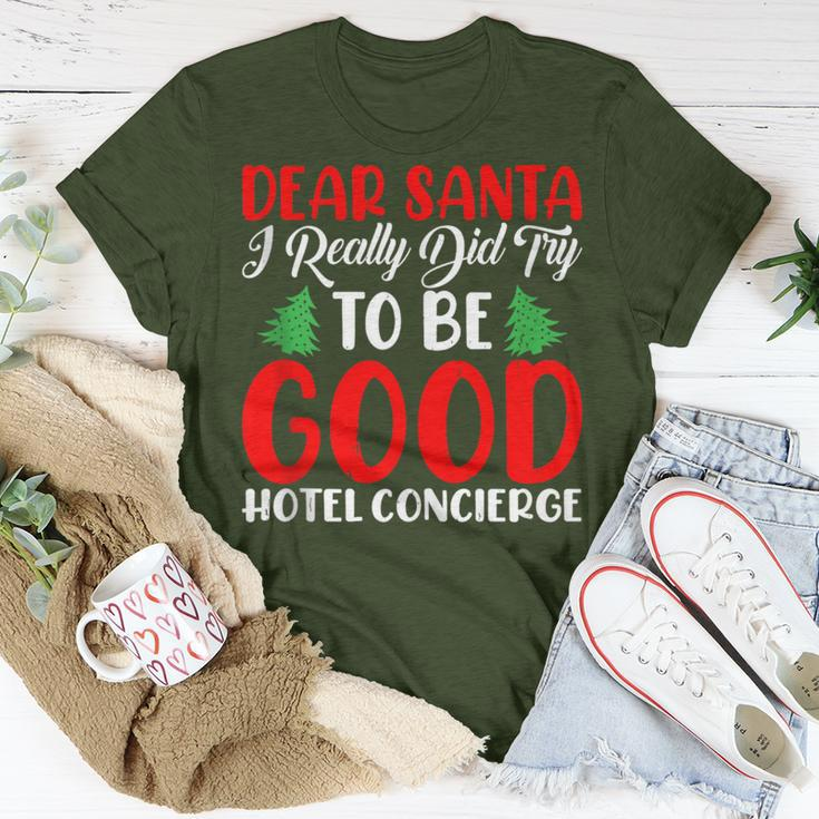 Dear Santa Really Did Try To Be A Good Hotel Concierge Xmas T-Shirt Unique Gifts