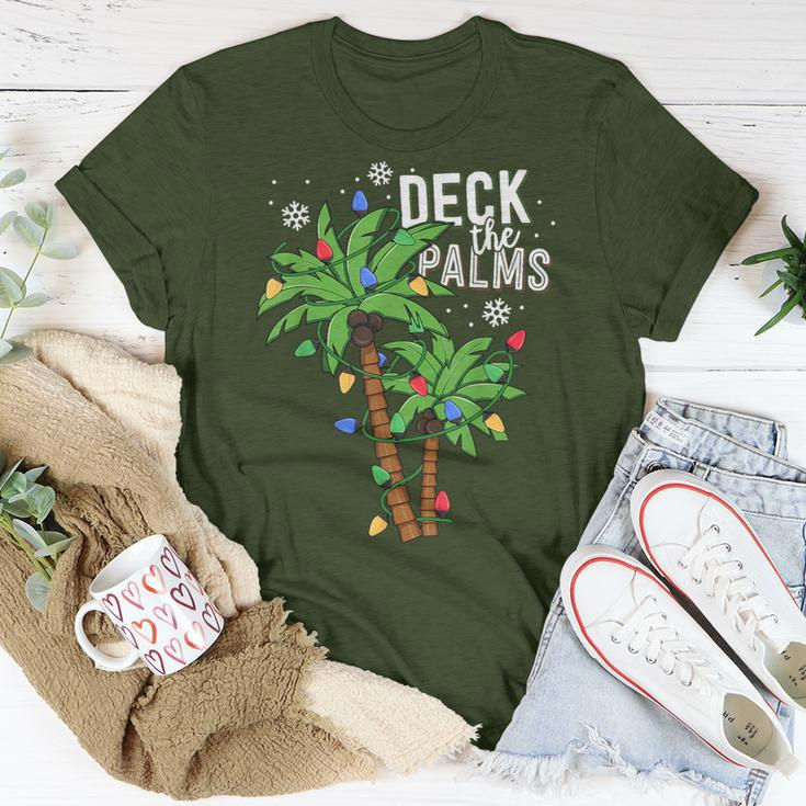 Deck The Palms Tropical Hawaii Christmas Palm Tree Lights T-Shirt Funny Gifts