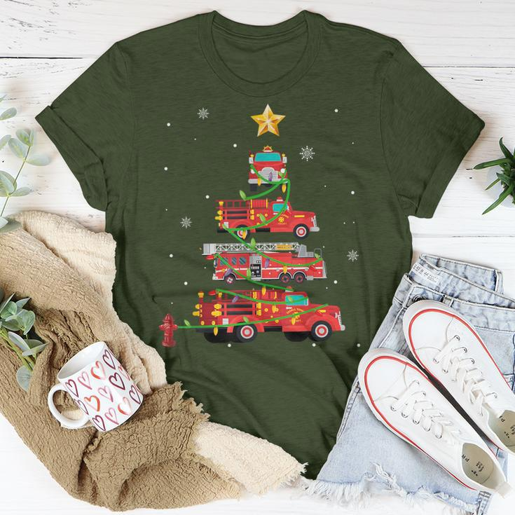 Firefighter Fire Truck Christmas Tree Xmas T-Shirt Unique Gifts