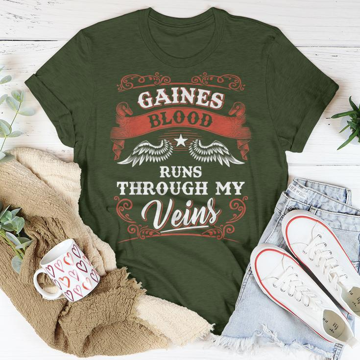 Gaines Blood Runs Through My Veins Family Christmas T-Shirt Funny Gifts