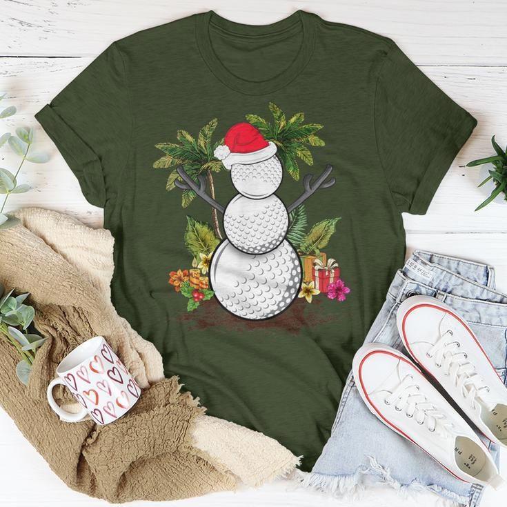 Golf Christmas In July Summer Snowman Golfer Party Hawaii T-Shirt Unique Gifts