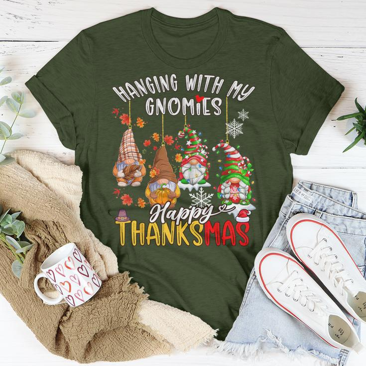 Hanging With My Gnomies Happy Thanksmas Thanksgiving Xmas T-Shirt Personalized Gifts