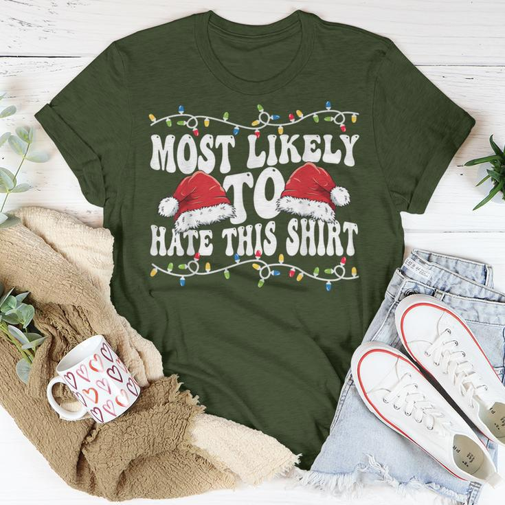 Most Likely To Hit This Matching Family Christmas T-Shirt Funny Gifts