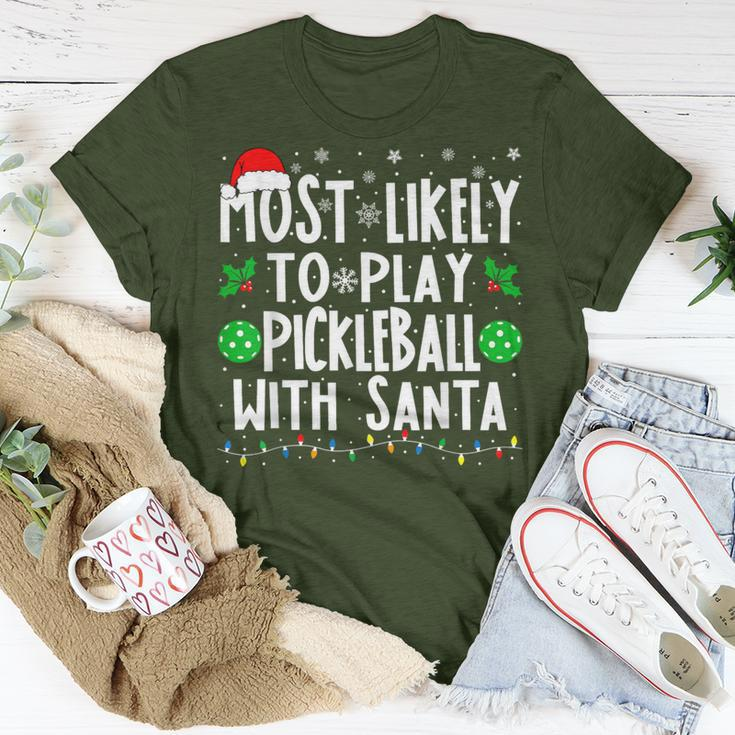 Most Likely To Play Pickleball With Santa Family Christmas T-Shirt Funny Gifts
