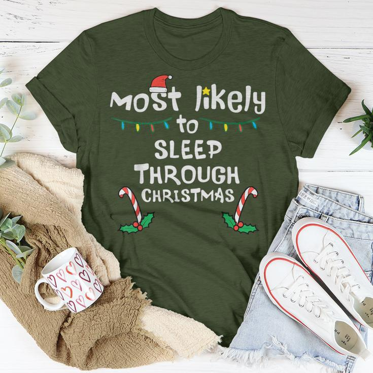 Most Likely Sleep Through Christmas Xmas Family Matching T-Shirt Unique Gifts