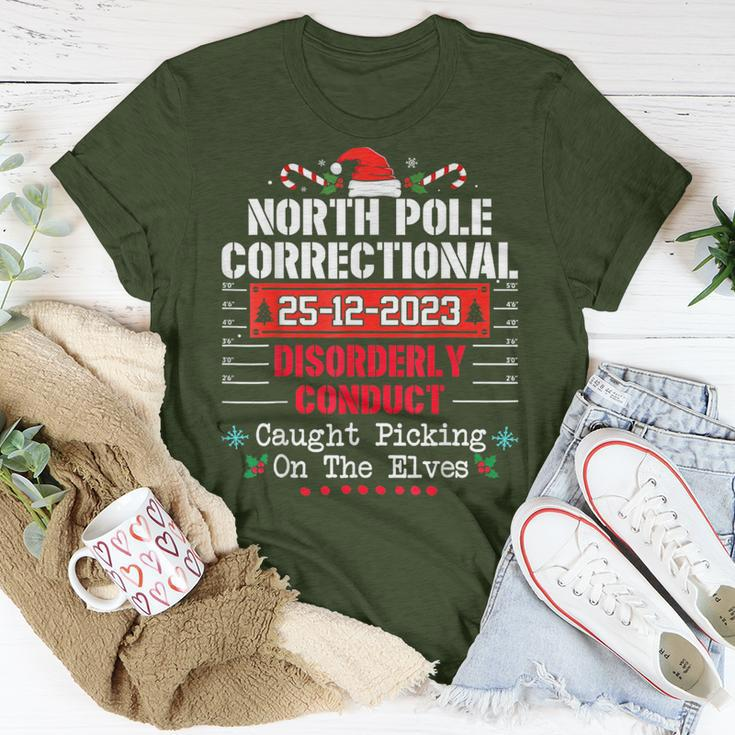 North Pole Correctional Disorderly Conduct Caught Elves Xmas T-Shirt Unique Gifts