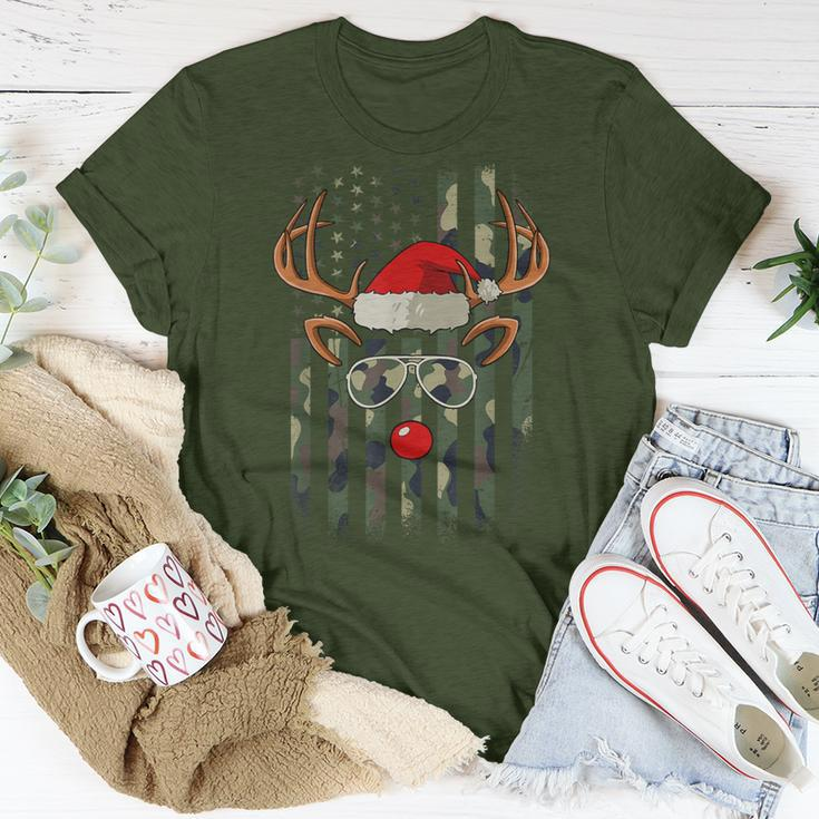 Reindeer Camo American Flag Christmas Pajama X-Mas Veteran T-Shirt Personalized Gifts