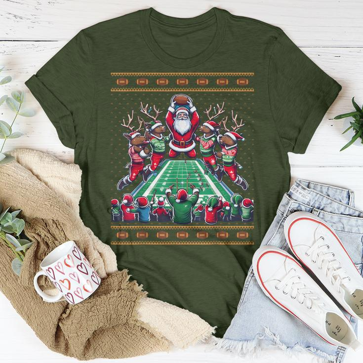 Santa Reindeer Play American Football Christmas Football Fan T-Shirt Unique Gifts