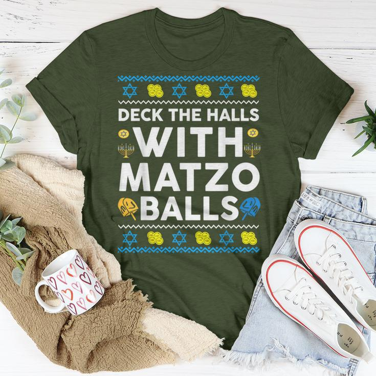 Ugly Hanukkah Deck Hall With Matzo Ball Chanukah Jewish T-Shirt Personalized Gifts