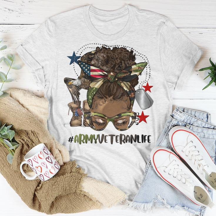 Afro African Hair African American Army Veteran Female T-Shirt Personalized Gifts