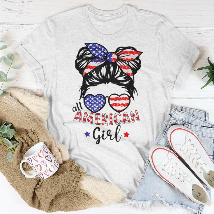 All American Girls 4Th Of July Messy Bun Girl Kids Unisex T-Shirt Unique Gifts