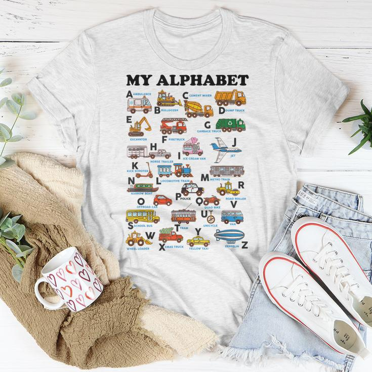 Alphabet Construction Vehicles Abc Learning Teaching Unisex T-Shirt Funny Gifts