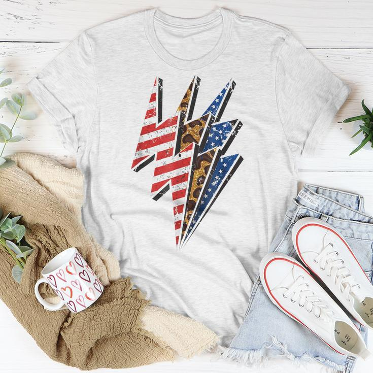 America Leopard Cheetah Lightning Bolt 4Th Of July Patriotic Unisex T-Shirt Unique Gifts