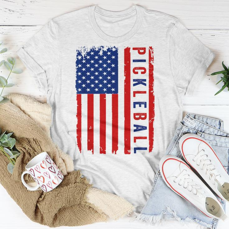 American Flag Pickleball 4Th Of July Cool Sport Patriotic Unisex T-Shirt Unique Gifts