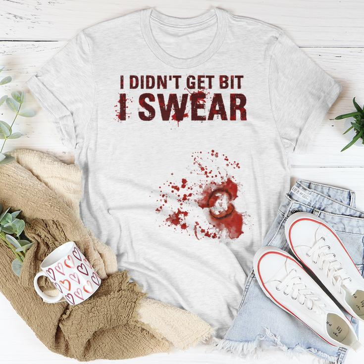 Bloody I Didn't Get Bit Zombie Bite Halloween T-Shirt Unique Gifts