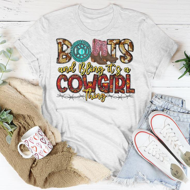 Boots And Bling Its A Cowgirl Thing Rodeo Western Country Unisex T-Shirt Unique Gifts
