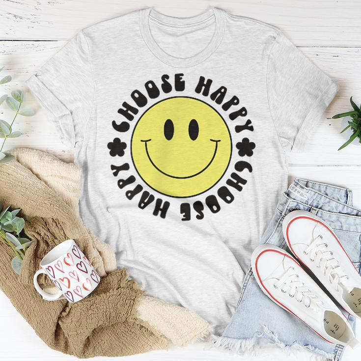 Choose Happy 70S Yellow Smile Face Cute Smiling Face T-Shirt Unique Gifts