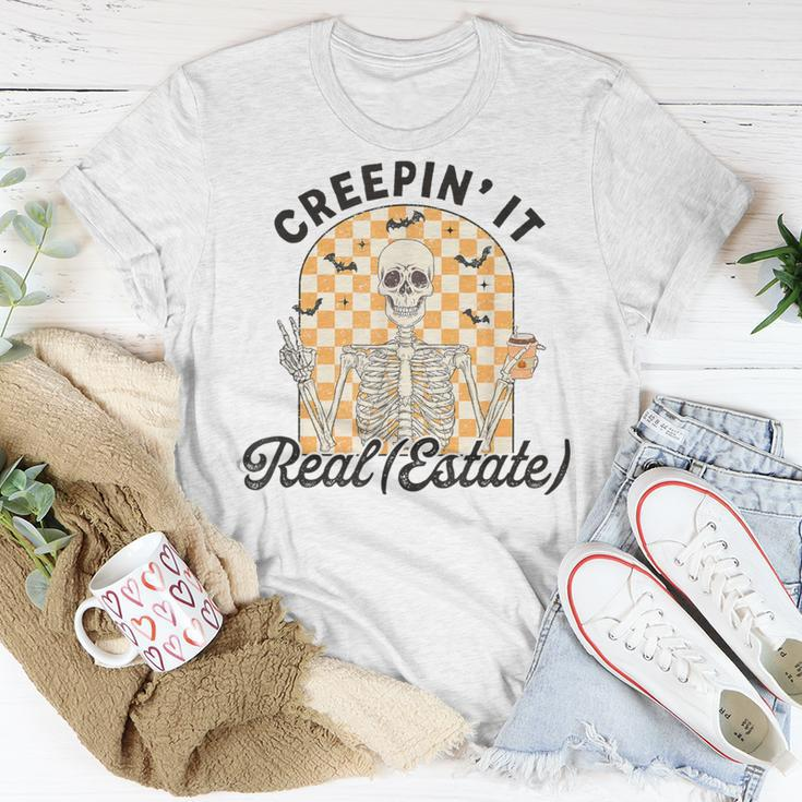 Creepin It Real Estate Skeleton Halloween Real Estate Agent T-Shirt Unique Gifts