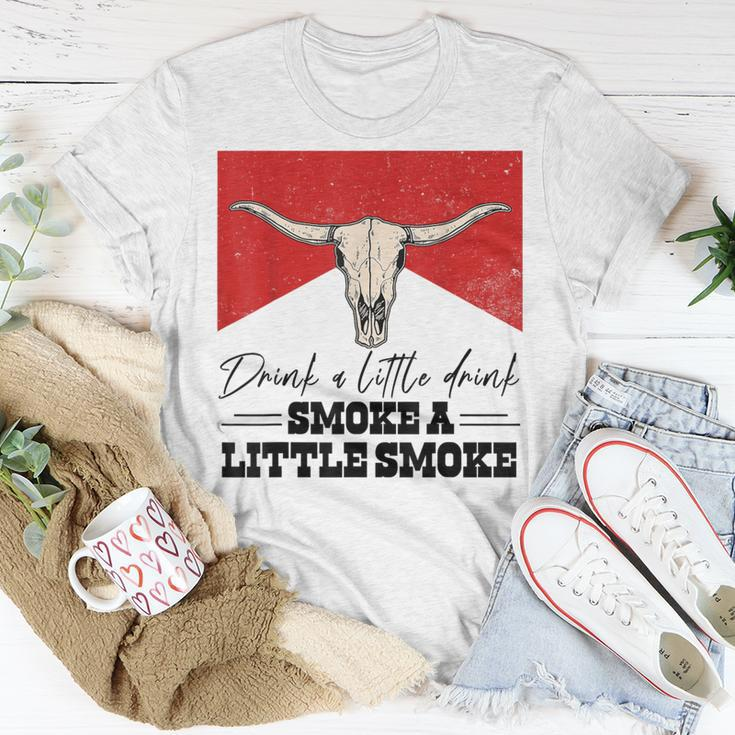 Drink A Little Drink Smoke A Little Smoke Retro Bull Skull T-Shirt Funny Gifts