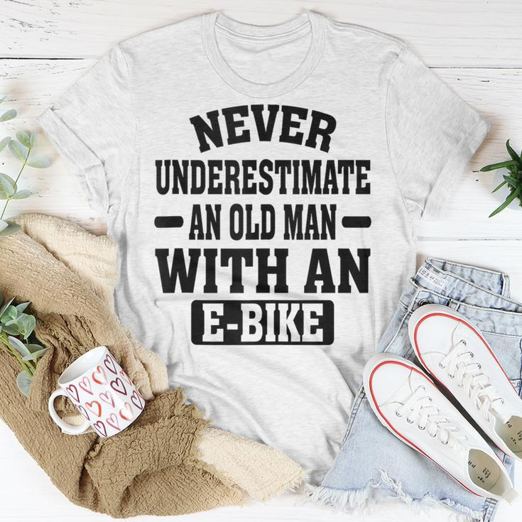Electric Bicycle Never Underestimate An Old Man With E-Bike T-Shirt Funny Gifts