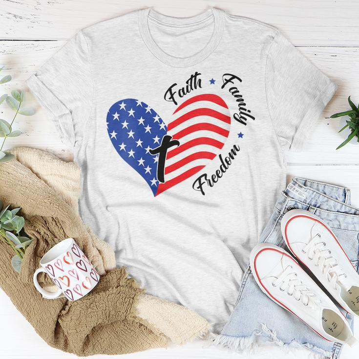 Faith Family Freedom Usa Flag July 4Th American Women Girls Unisex T-Shirt Unique Gifts