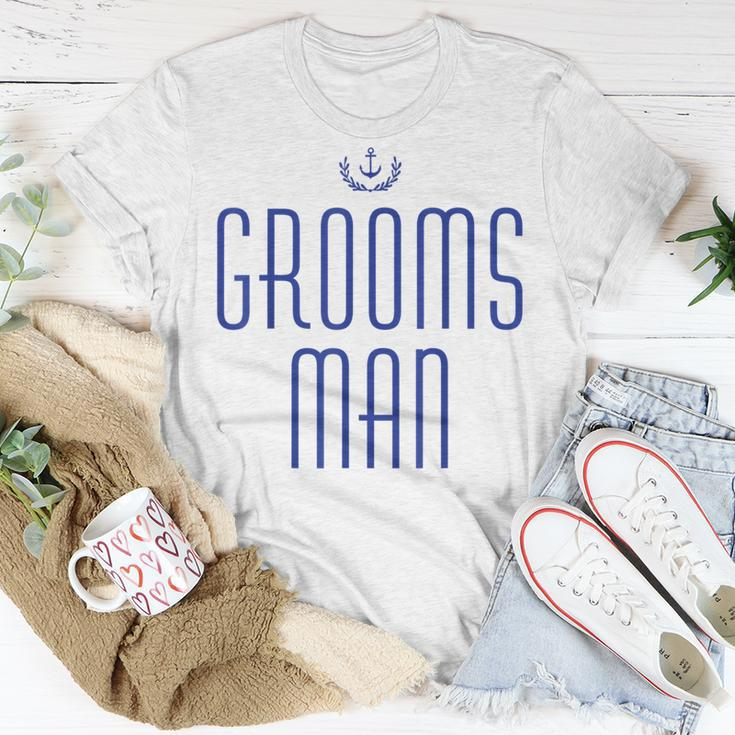 Groomsman Nautical With Anchor Navy Blue Unisex T-Shirt Unique Gifts