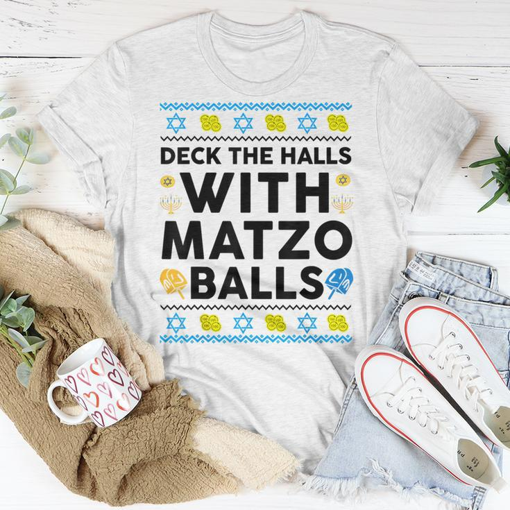 Hanukkah Deck Hall With Matzo Ball Ugly Sweater Jewish T-Shirt Personalized Gifts