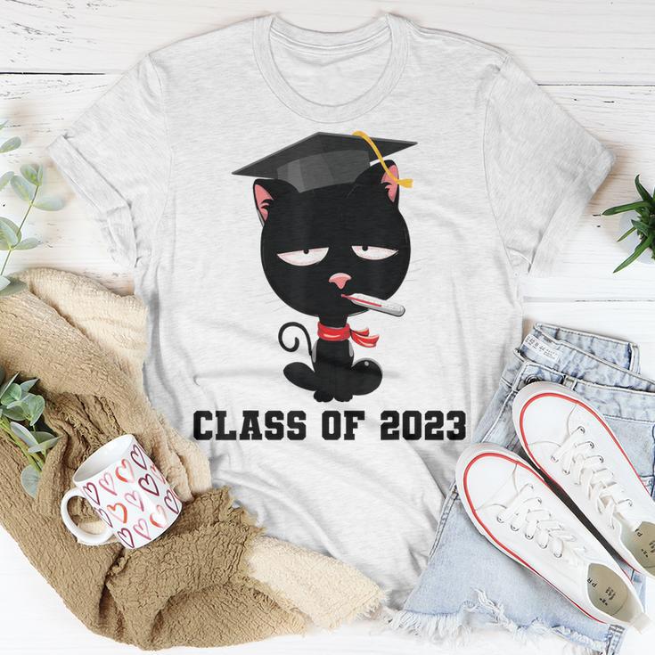 I Graduated Class Of2023 Funny Black Cat Graduation Unisex T-Shirt | Mazezy