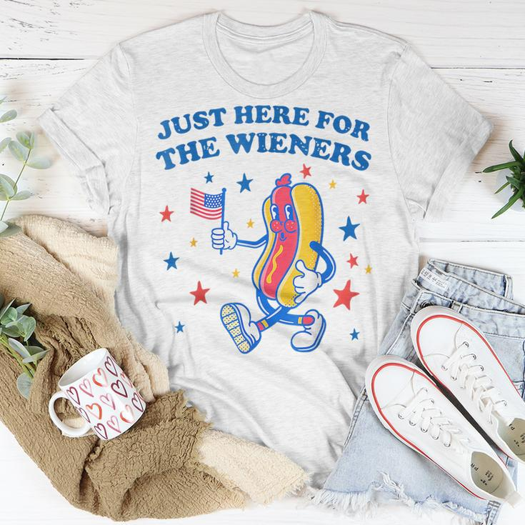 Im Just Here For The Wieners Funny Fourth Of July Unisex T-Shirt Unique Gifts