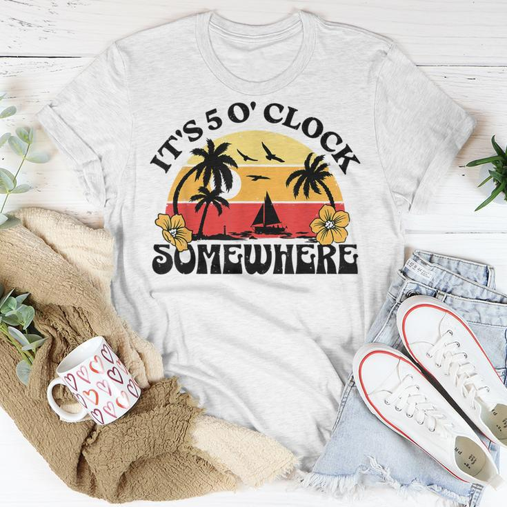 Its 5 Oclock Somewhere Summer Beach Retro Sunset Vacation Unisex T-Shirt Funny Gifts