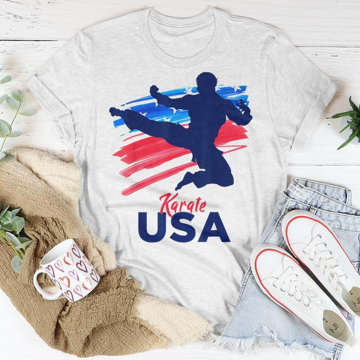 Karate Support The Team Student Sensei Usa Flag American Unisex T-Shirt Unique Gifts