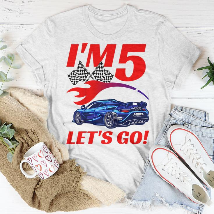 Kids 5 Year Old 5Th Racing Racecar Birthday Party Boys Girls Unisex T-Shirt Unique Gifts